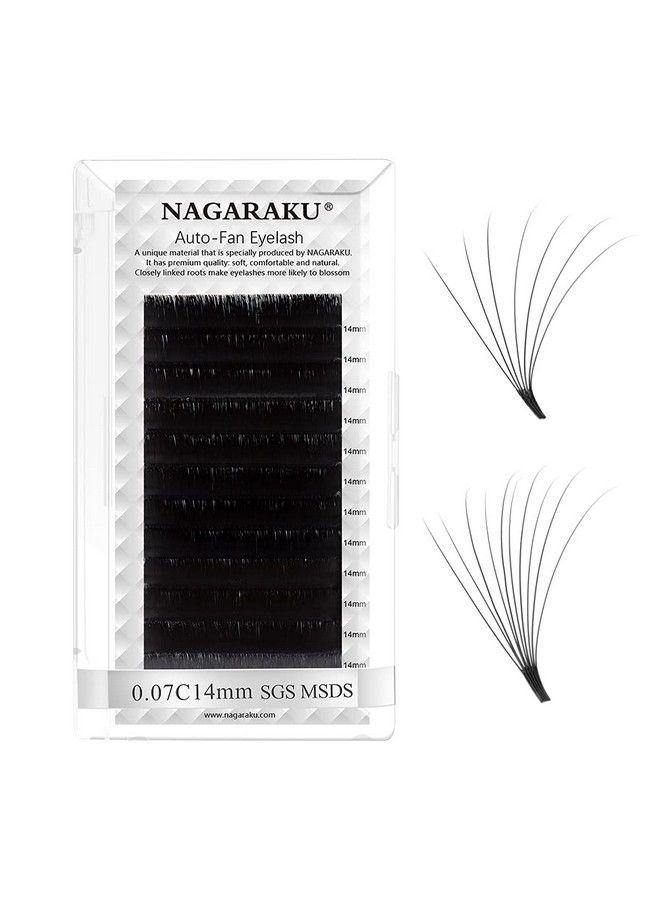 NAGARAKU Easy Fan Eyelash Extensions Volume Lash 0.07 C Curl 14Mm Rapid Blooming Faux Mink Cluster For Beginners Soft Professional Lash Supplies - Image 1