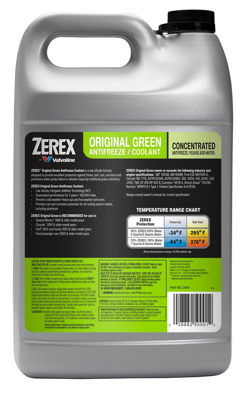 Zerex Original Green Low Silicate Concentrate Antifreeze/Coolant 1 GA, 128 Fl Oz (Pack of 1) - Image 2