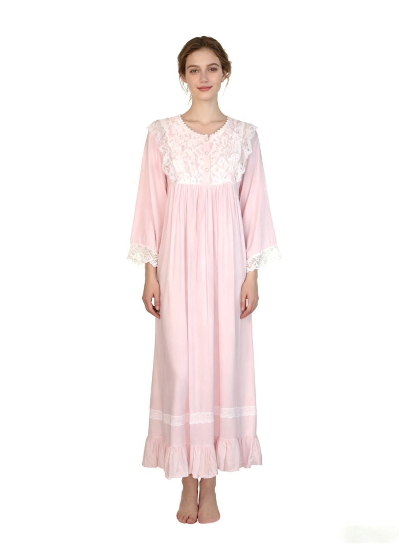 Orchid Women Lace Long-Sleeved Sleepshirt-Princess Style Home Wear - Image 1