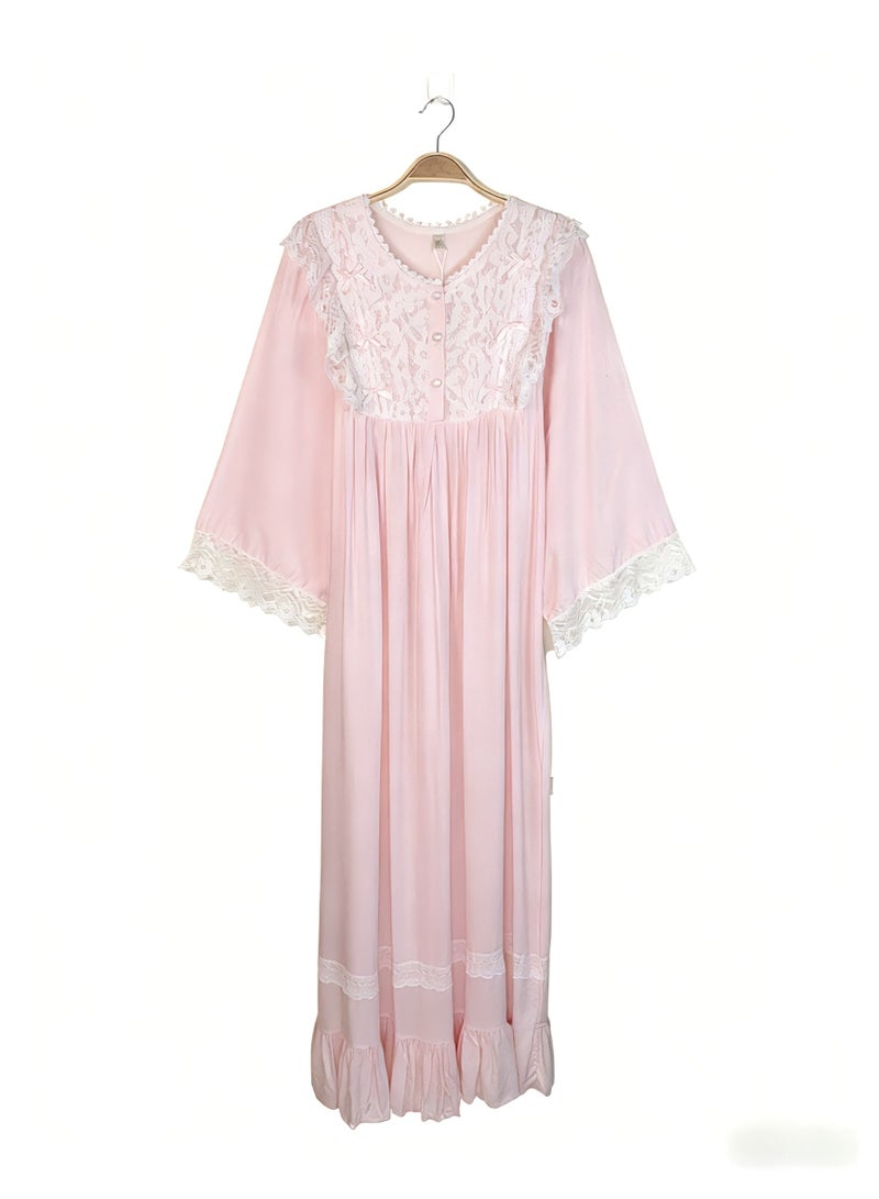 Orchid Women Lace Long-Sleeved Sleepshirt-Princess Style Home Wear - Image 2
