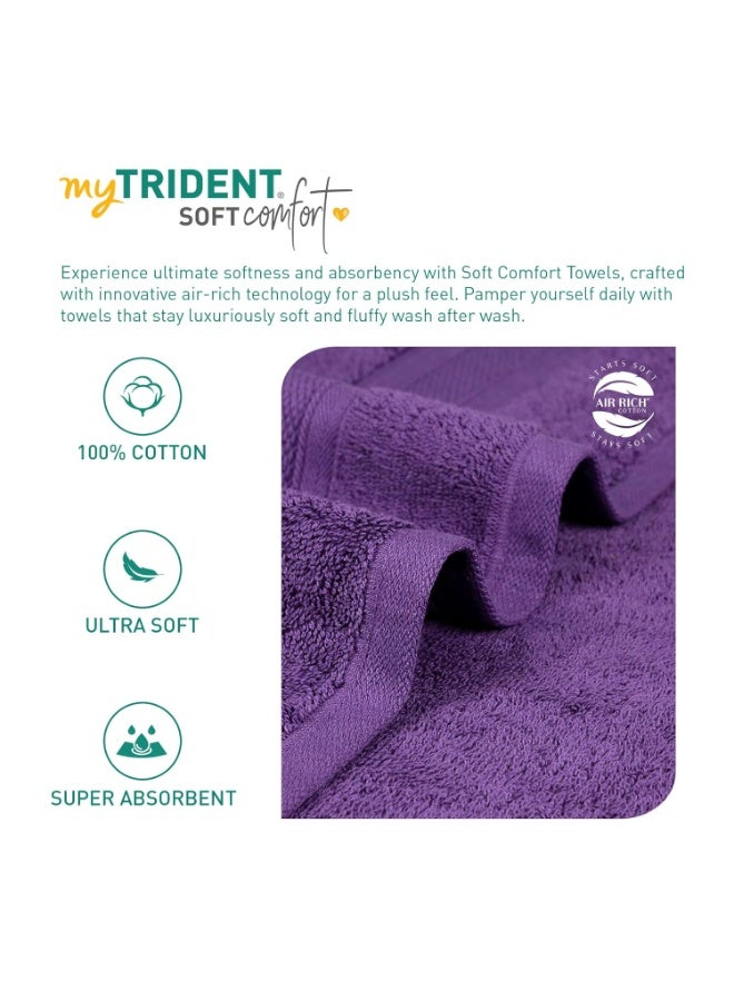 ترايدنت مناشف ترايدنت الناعمة المريحة الغنية بالهواء من القطن بنسبة 100% للحمام، مناشف حمام كبيرة الحجم 500 جرام لكل متر مربع للرجال/النساء، منشفة حمام قطعة واحدة (69 سم × 137 سم)، أرجواني - Image 3