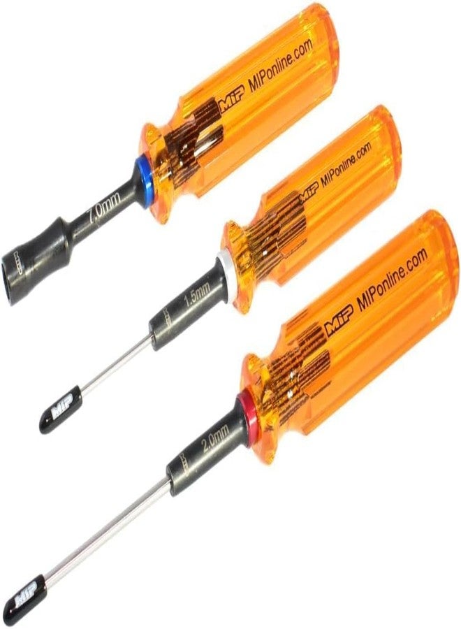 MIP Metric 3 Pack Set 1.5mm 2mm 7mm Hex and Nut Driver Tool Miniature Screwdriver For RC 9620 - Image 1