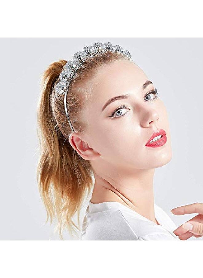 Coucoland Vintage Disco Ball Headband 1970S Disco Costume Headpiece For Disco Party (Silver)  - Image 5