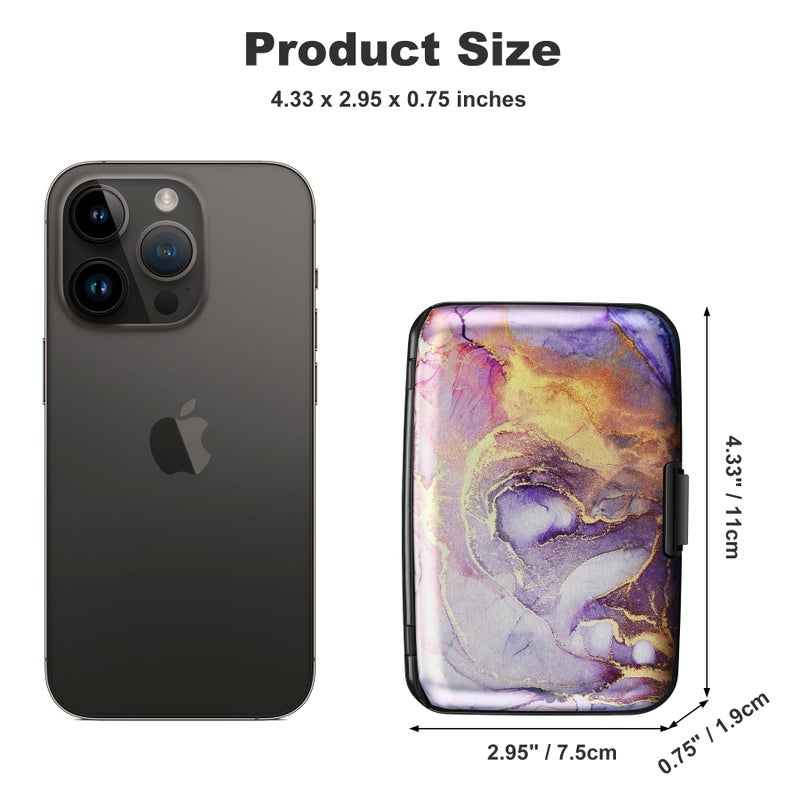 ELFISH Mini RFID Aluminum Wallet Credit Cards Holder Business Card Case Metal ID Case for Men Womenï¼ˆLight Purple Marble - Image 4
