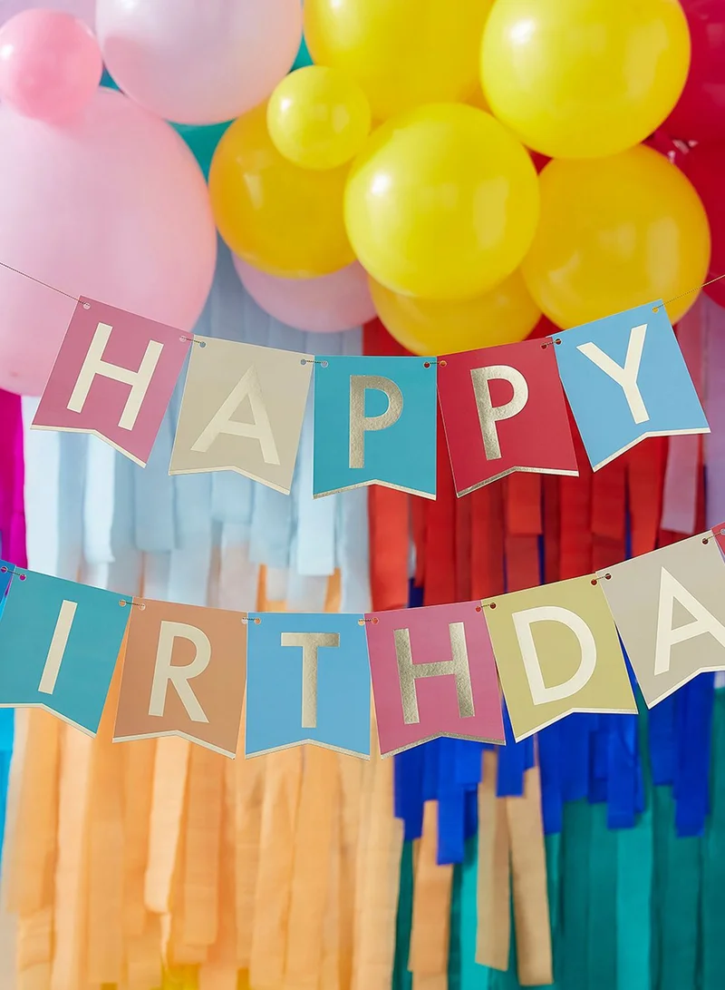 Ginger Ray Multicolored Happy Birthday Flag Bunting