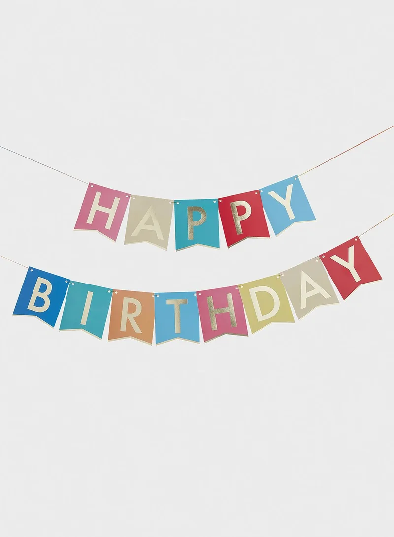 Ginger Ray Multicolored Happy Birthday Flag Bunting