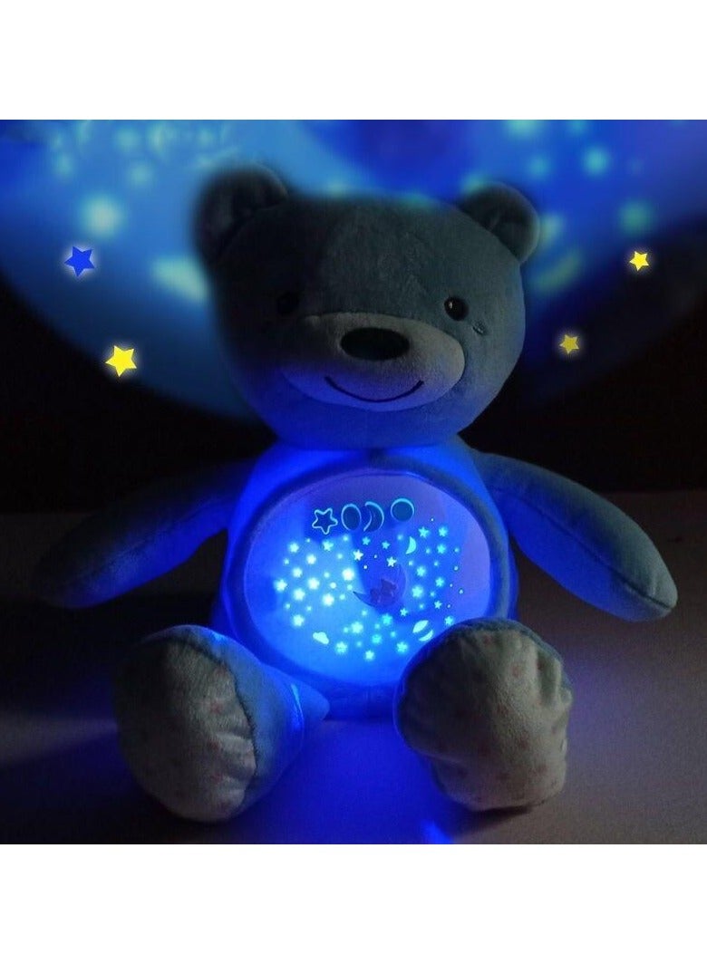 Teddy Bear Baby Soother - Sleep Soothing White Noise, Portable Night Light Projector and Melodies, Toddler Crib Lullaby Machine Sleeping Aid for Newborns and Up, Babies Stuffed Animal Plush Toy - Image 2