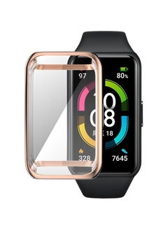 Generic Compatible with Huawei Band 8 / Honor Band 8 Case with Glass Screen Protector, 9H Scratch Resistant Hard PC Protective Cover (Rose Gold)  - Image 1
