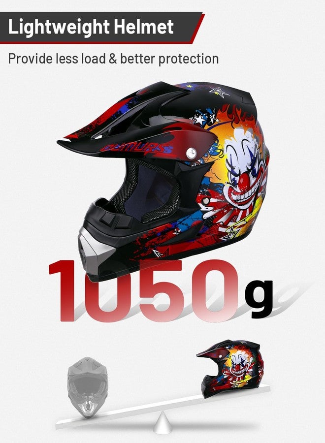 OUMURS DOT Youth Dirt Bike Helmet with Goggles & Gloves for 5-14 Years Old, Kid ATV Helmet for Youth Boys Girls, Four Wheeler Helmet Kids, Motocross BMX MX UTV Offroad Street Go Kart Riding Dirt Bike - Image 4