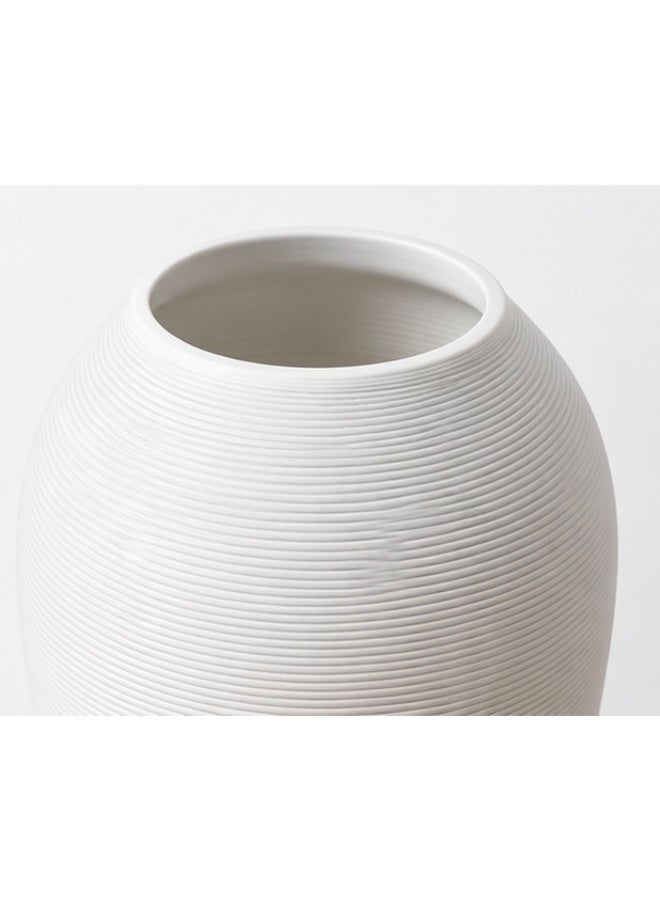 White Handcrafted Ceramic Flower Vase, Farmhouse Rustic Decorative Pottery - Image 2