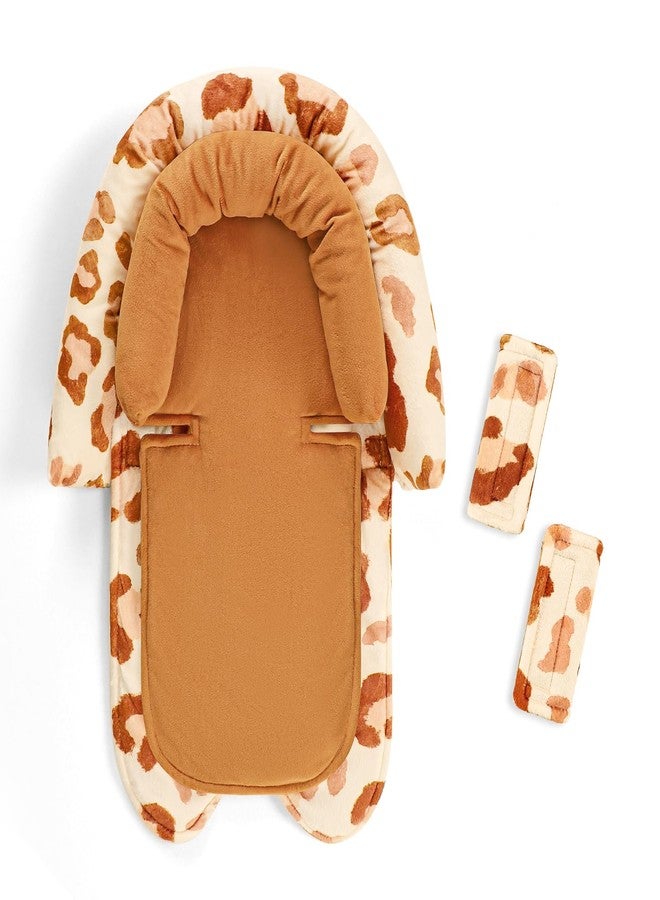 GFU Baby Car Seat Head Support for Newborn, 2 in 1 Infant Car Seat Head Body Support with Strap Pads, Soft Stroller Cushion Pillow Insert for Girls, Fits for Stroller, Swing, Brown - Image 1