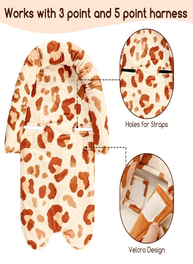 GFU Baby Car Seat Head Support for Newborn, 2 in 1 Infant Car Seat Head Body Support with Strap Pads, Soft Stroller Cushion Pillow Insert for Girls, Fits for Stroller, Swing, Brown - Image 5