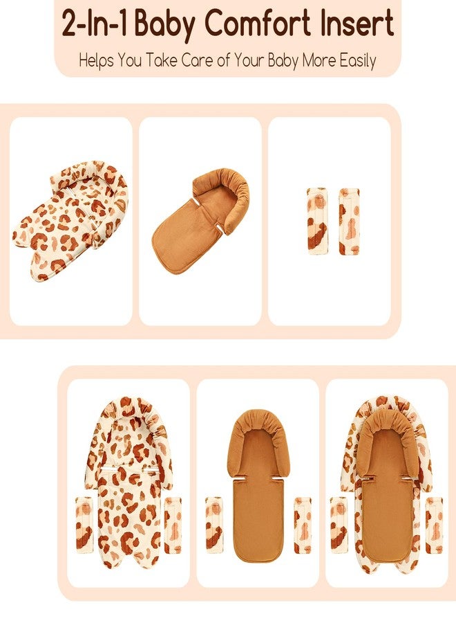 GFU Baby Car Seat Head Support for Newborn, 2 in 1 Infant Car Seat Head Body Support with Strap Pads, Soft Stroller Cushion Pillow Insert for Girls, Fits for Stroller, Swing, Brown - Image 4