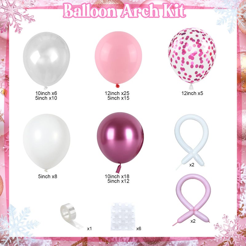 Froova Pink Balloon Garland Arch Kit, 103 PCS Metallic Hot Light Baby Pink and Clear Balloon Bow Balloons for Girls Birthday Princess Baby Shower Wedding Party Decorations - Image 2