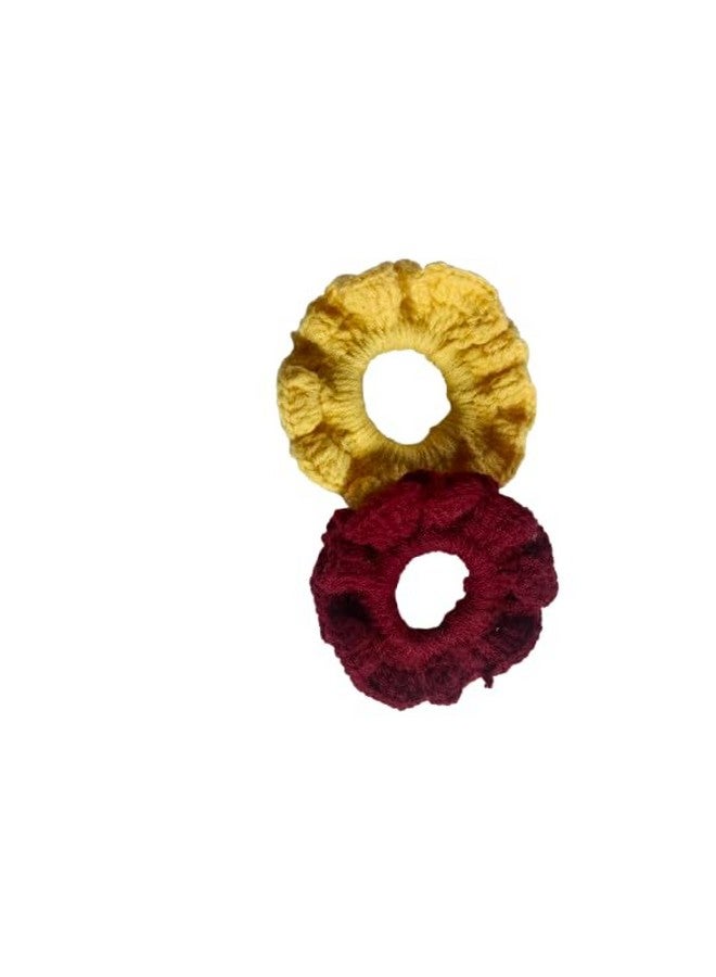 YONIMI Staylish Hair Srunchies For Women and Girls/Different Type Srunchies (Marron and off white)