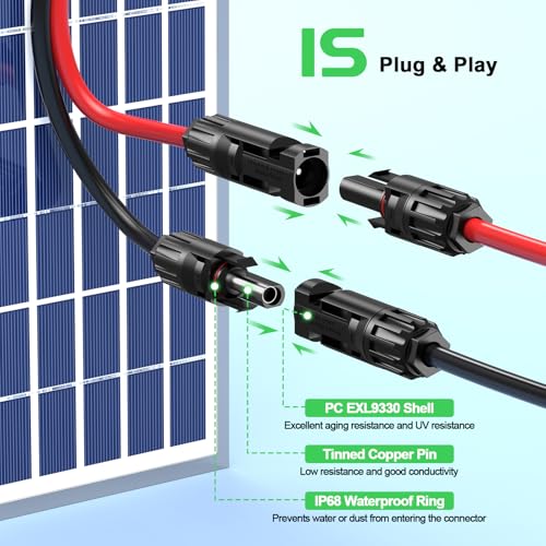 Bateria Power Solar Panel Cable for Ecoflow Anker SOLIX 10AWG 10FT/3M XT60 Solar Cable, XT60 Extension Charge Extension Cable Compatible with EcoFlow, Anker, BLUETTI & Generator - Image 5