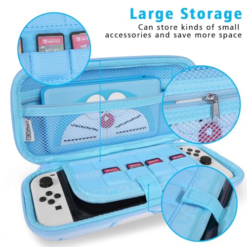 TIKOdirect Carrying Case for Nintendo Switch & OLED Mode, Cute Portable Travel Bag with 10 Game Card Slots Inner Storage Bag for Nintendo Switch Console Joy-Con & Accessories, Blue - Image 3