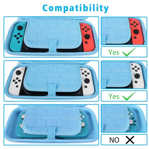 TIKOdirect Carrying Case for Nintendo Switch & OLED Mode, Cute Portable Travel Bag with 10 Game Card Slots Inner Storage Bag for Nintendo Switch Console Joy-Con & Accessories, Blue - Image 5