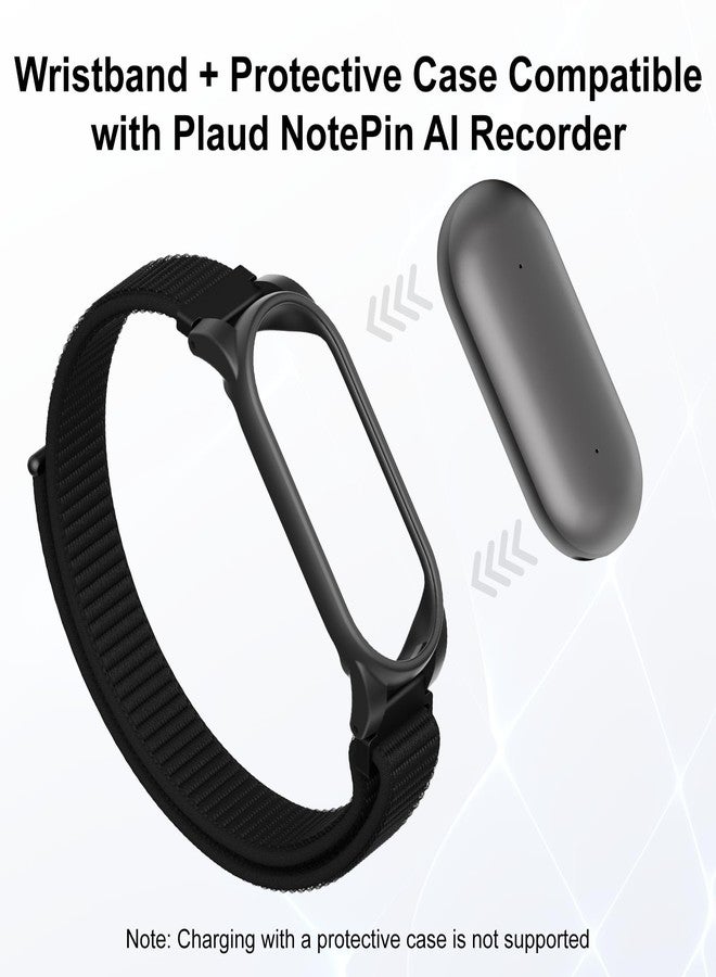 Hexasider Nylon Wristband + PC Frame Compatible with Plaud NotePin & NotePin S AI Voice Recorder Strap, Upgraded Soft Replacement Band Case for PlaidNote Pin Accessories Women Men - Image 2