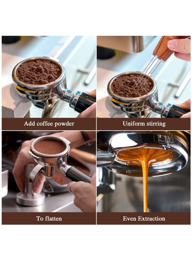 Y&D Espresso Coffee Stirrer, Professional Stirring Tool for Distribution, Hand Tampers with Natural Wood Handle and Stand, Cleaning Brush(Red Rosewood)  - Image 5