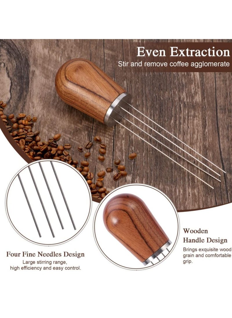 Y&D Espresso Coffee Stirrer, Professional Stirring Tool for Distribution, Hand Tampers with Natural Wood Handle and Stand, Cleaning Brush(Red Rosewood)  - Image 2