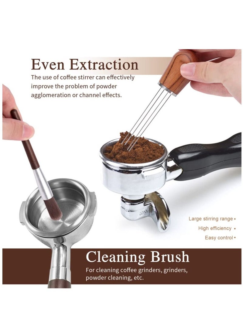 Y&D Espresso Coffee Stirrer, Professional Stirring Tool for Distribution, Hand Tampers with Natural Wood Handle and Stand, Cleaning Brush(Red Rosewood)  - Image 4