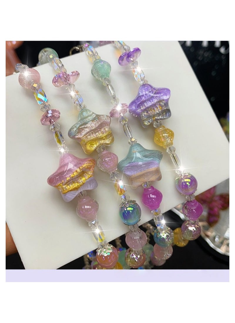 Generic Phone Charm , Natural Beaded Charms crystal lanyards, Anti-Lost Charm Wrist Strap Phone Lanyard Wrist Strap Keychain with Stainless steel 360 degree rotating clip metal chain for Wallet Handbag Camera Cell Decoration  - Image 5