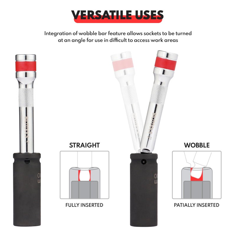 BILITOOLS مجموعة بيلتولز لتمديد الوابل، 9 قطع 1/4"، 3/8" و 1/2" مجموعة تمديد رافعة مرنة، فولاذ كروم فانيوم - Image 2