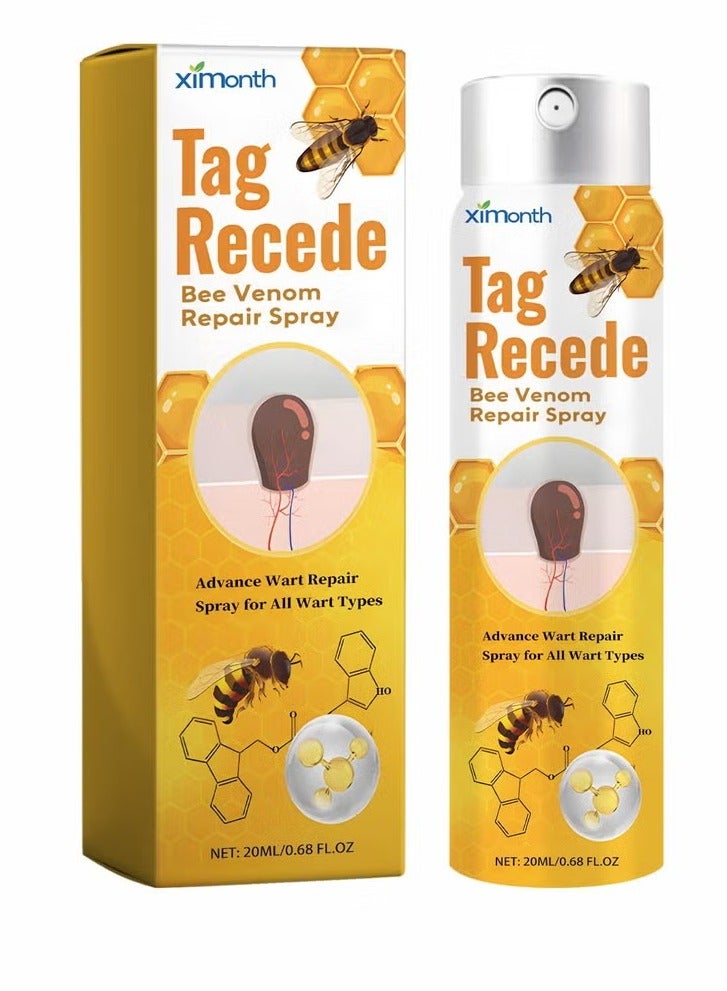 ximonth Tag Recede Bee Venom Repair Spray, A Gentle Safe Portable Wart Removal Spray with Natural Extracts for All Skin Types，Universal for Both Men and Women Wart Removal .Protecting Health and Beauty.  - Image 1
