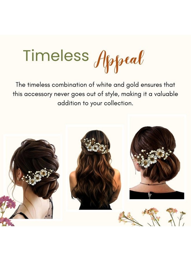 توهج الشعر 2199 شريحة مشط معدنية صناعية، إكسسوارات دبابيس شعر الزفاف للنساء، عبوة من 1، أبيض - Image 5