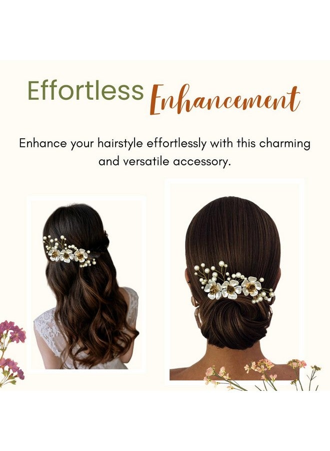 توهج الشعر 2199 شريحة مشط معدنية صناعية، إكسسوارات دبابيس شعر الزفاف للنساء، عبوة من 1، أبيض - Image 3