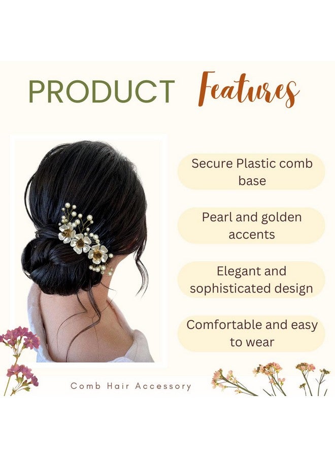 توهج الشعر 2199 شريحة مشط معدنية صناعية، إكسسوارات دبابيس شعر الزفاف للنساء، عبوة من 1، أبيض - Image 2