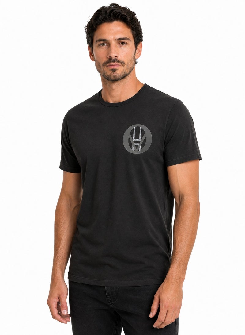 Vasl Hub Men’s VHO Graphic T-Shirt, Summer Polycotton Crew Neck Casual Tee - Image 3