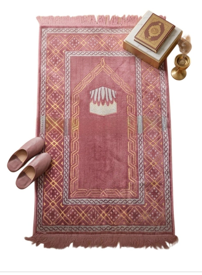 سجاد صلاه مصنوعه من القطيفه الناعمه  خامه عاليه الجوده باللون كشمير - Image 2