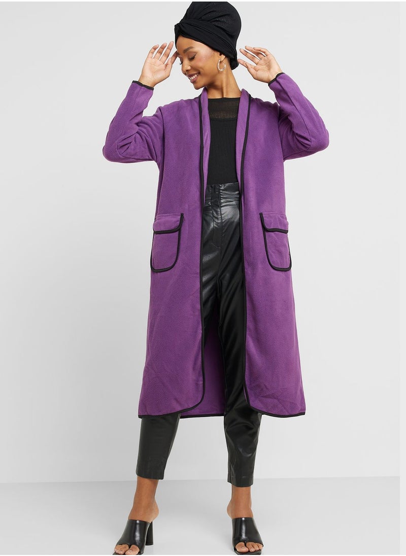 Khizana Contrast Piping Detail Coat  - Image 1