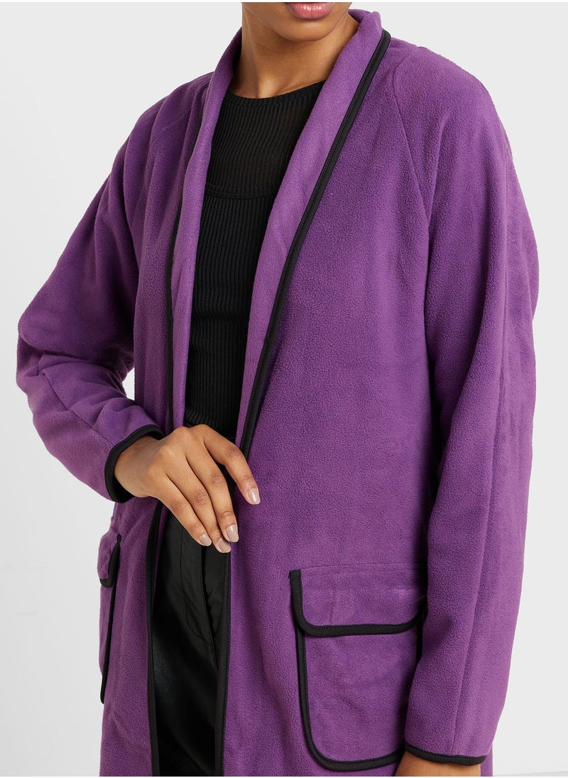 Khizana Contrast Piping Detail Coat  - Image 3