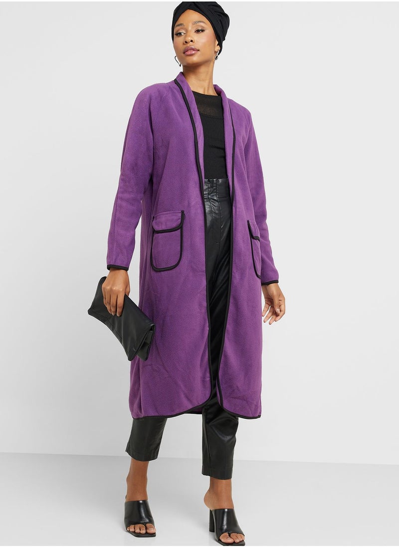 Khizana Contrast Piping Detail Coat  - Image 4