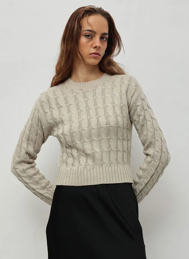 STREET 9 Beige Cable Knit Pullover for Women