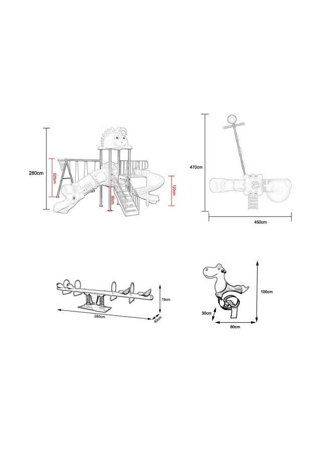 JSAITOYS - Children Outdoor Play Equipment Rocking Horse Kids Gym Playground Swing Slide Sets Outdoor Playground Fun Seesaw - Image 1