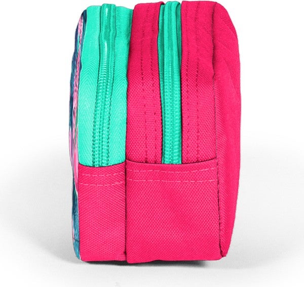 CORAL HIGH Kids Two Compartment Pencil Case Neon Coral Flamingo Patterned 22295  - Image 3