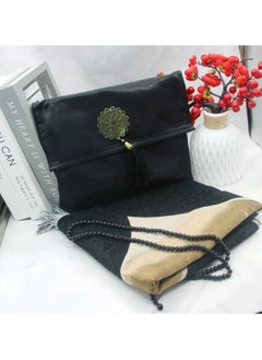 Generic Gift Dowry Bundle Taffeta Fringed Box Prayer Rug Set Black 