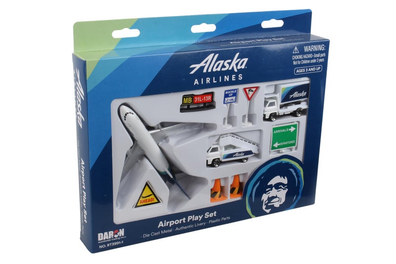 Daron Alaska Airlines Airport Playset with Die-Cast Metal Model Airplane with Plastic Parts, Cars and Transportation Toys for Kids Ages 3+ - Image 3