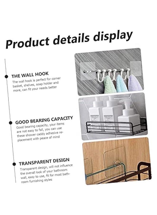 Generic - 20pcs Transparent Adhesive Hooks for Towels Shower Shelves No Drilling Easy Install Bathroom Accessory Sticky Hooks Rack Hooks - Image 1