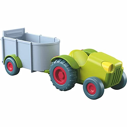 HABA Little Friends Tractor and Trailer 2 Piece Farm Play Set with Movable Hatch - Image 1