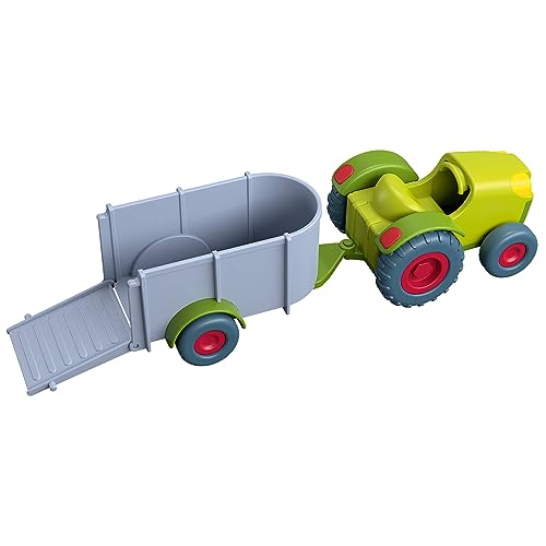 HABA Little Friends Tractor and Trailer 2 Piece Farm Play Set with Movable Hatch - Image 5