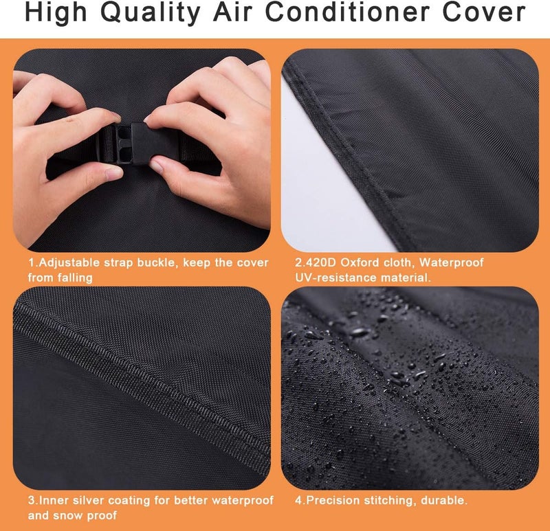 Luxiv Window Air Conditioner Cover Outdoor, Outside Window AC Unit Cover Black Dust-proof Waterproof Outdoor AC Protection Insulation Defender (17Wx12Dx13H) Custom sizing alternatives - Image 3