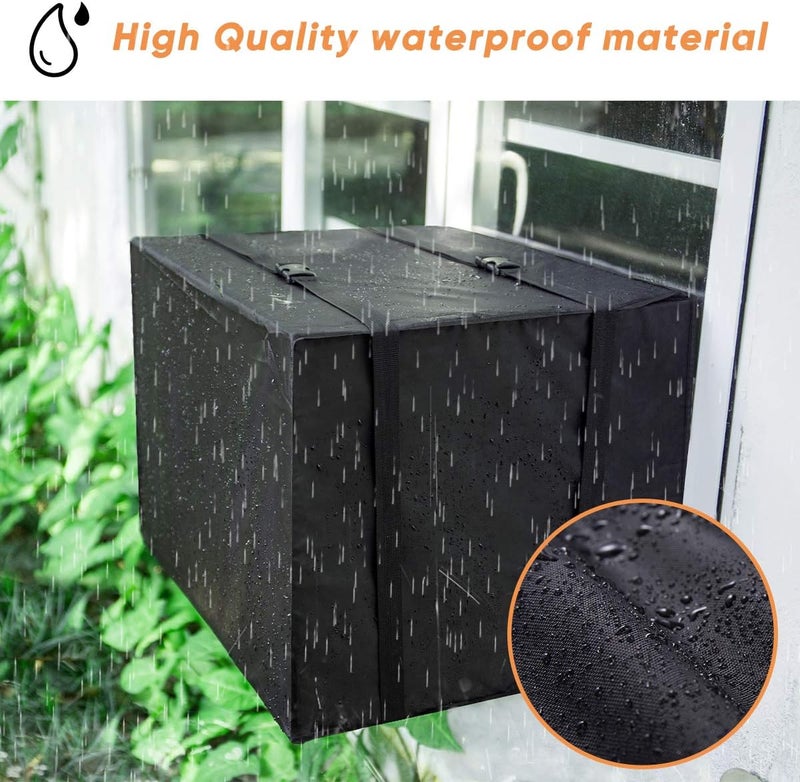 Luxiv Window Air Conditioner Cover Outdoor, Outside Window AC Unit Cover Black Dust-proof Waterproof Outdoor AC Protection Insulation Defender (17Wx12Dx13H) Custom sizing alternatives - Image 4