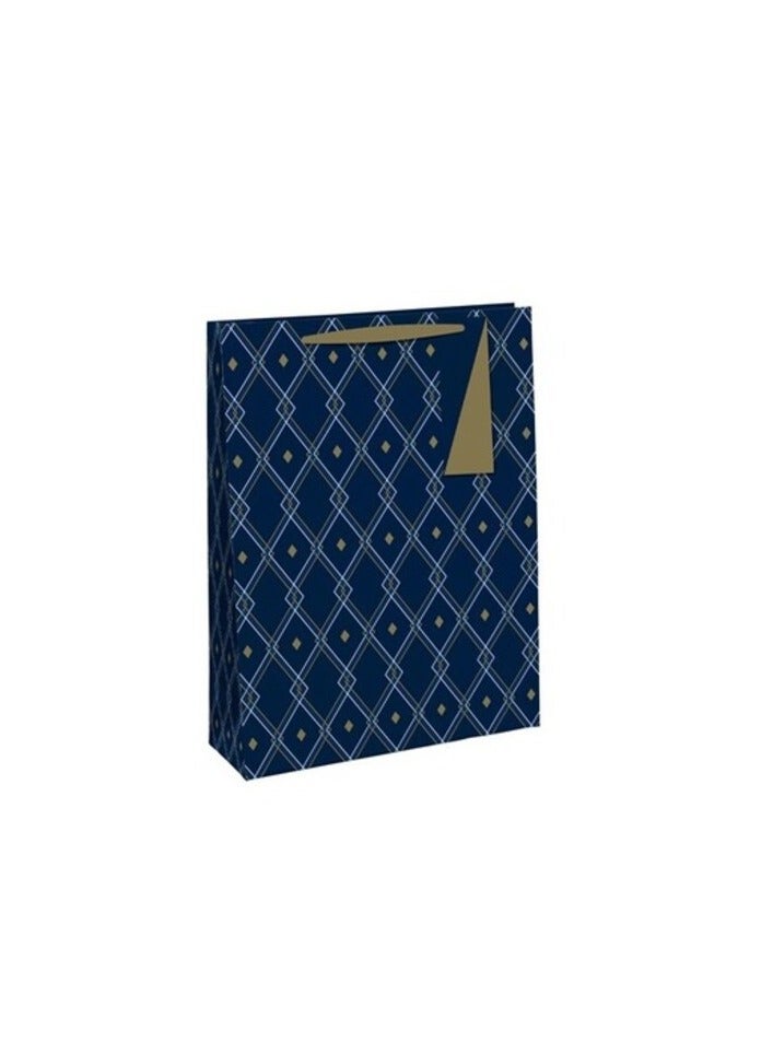 Promass Navy Geometric Medium Gift Bag