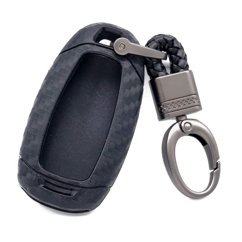 ROYALFOX(TM 3 4 5 buttons soft tpu carbon fiber silicone smart remote Key Fob case Cover shell For Hyundai i30 Azera ix35 Elantra Accent Santa Fe IG Grandeur,2017-2020 Hyundai Palisade (black) - Image 5
