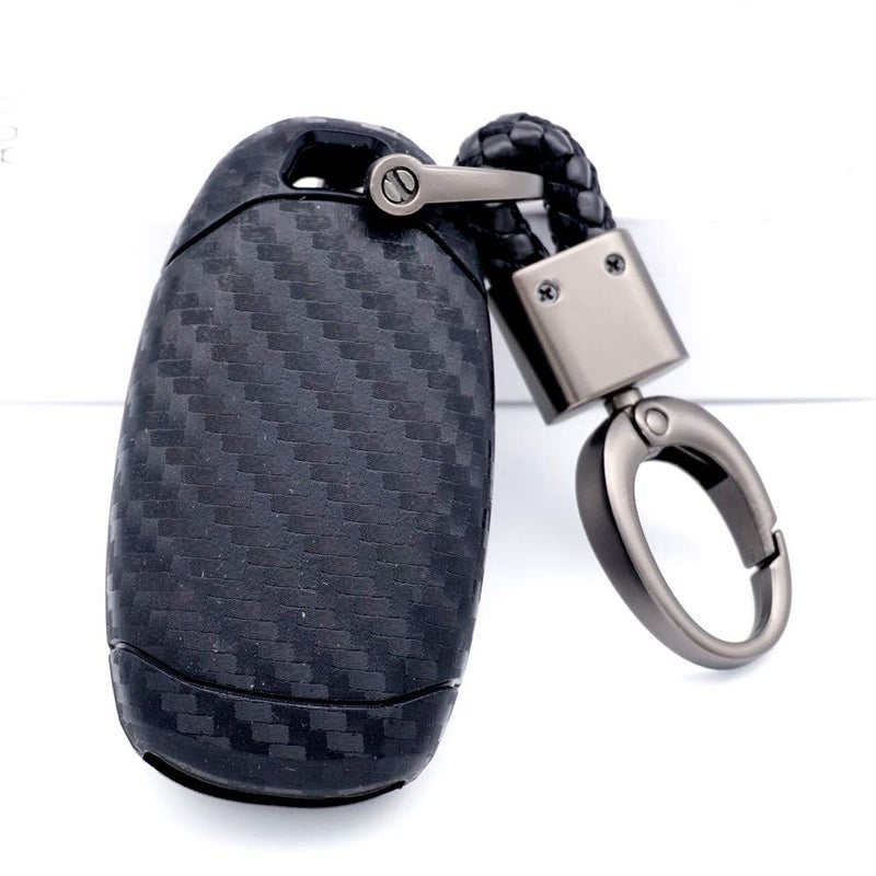 ROYALFOX(TM 3 4 5 buttons soft tpu carbon fiber silicone smart remote Key Fob case Cover shell For Hyundai i30 Azera ix35 Elantra Accent Santa Fe IG Grandeur,2017-2020 Hyundai Palisade (black) - Image 3